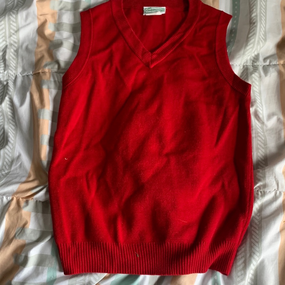 Red sweater vest